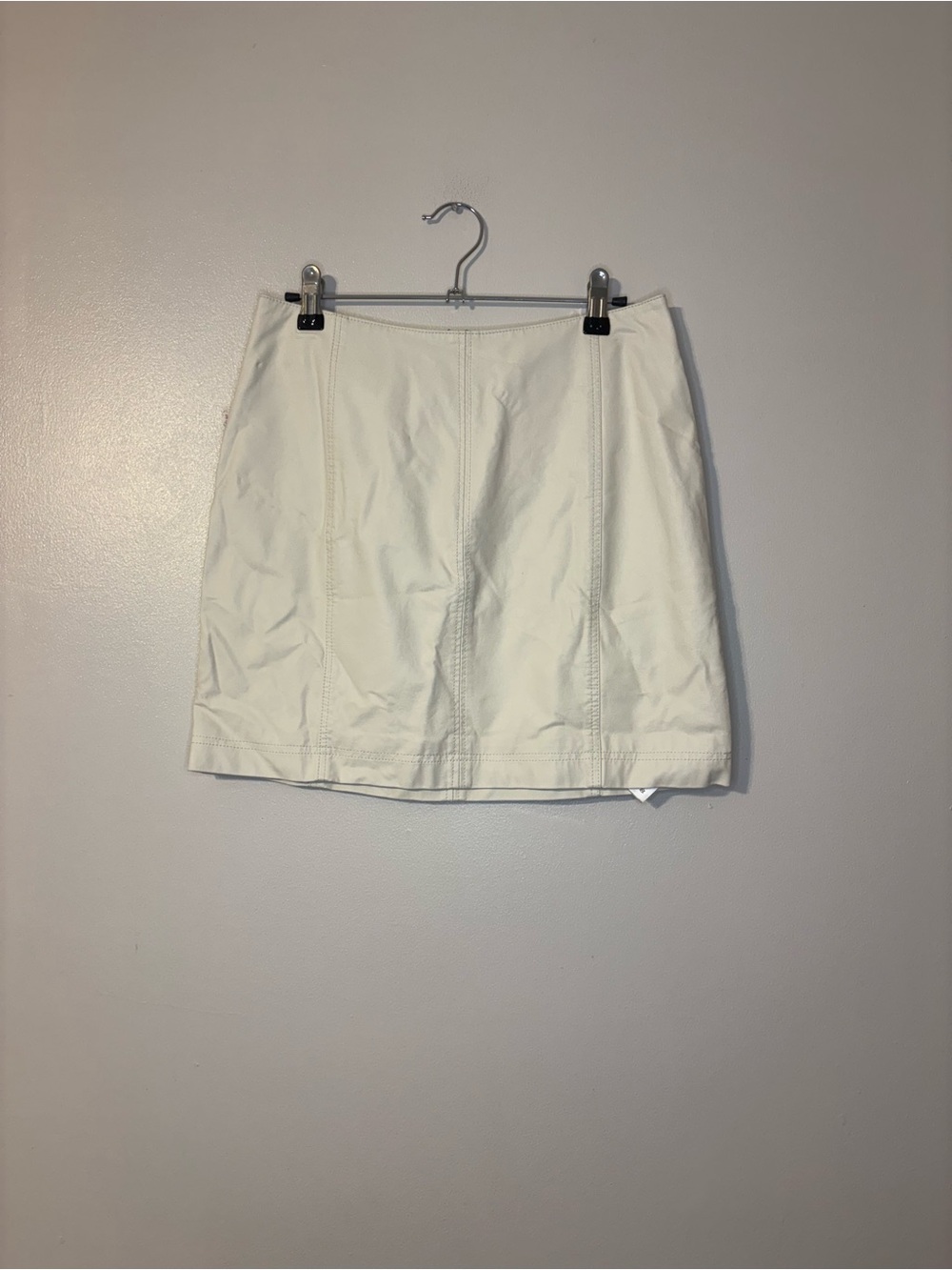 Free People White Mini Skirt with Stitch Paneling